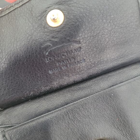 Longchamp Mens Wallet Brown Bifold Leather Folding Medium Logo Vintage Designer - Picture 6 of 9